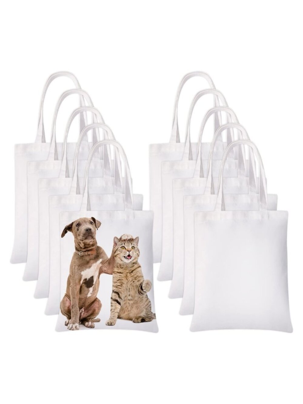 Canvas Tote Bags 10 Pack Sublimation Blank DIY Crafting Reusable